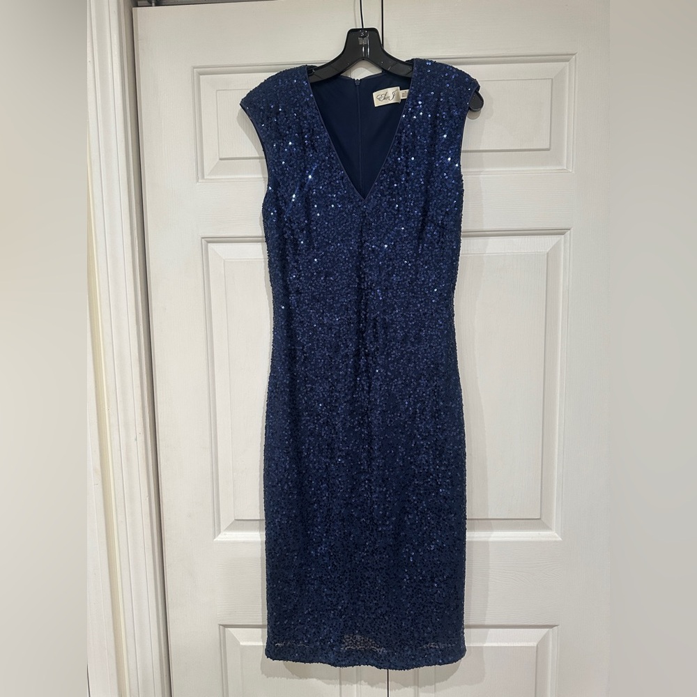 NWOT Eliza J Navy Sequin Midi Dress